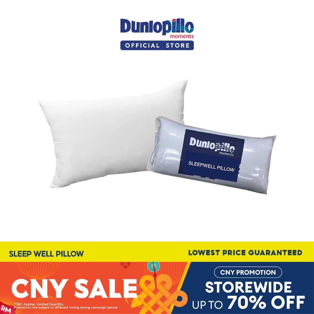 Dunlopillo Sleep Well Pillow (48 x 74cm) | Polyester | Compact Compressed | Gift | Guest | Comfort