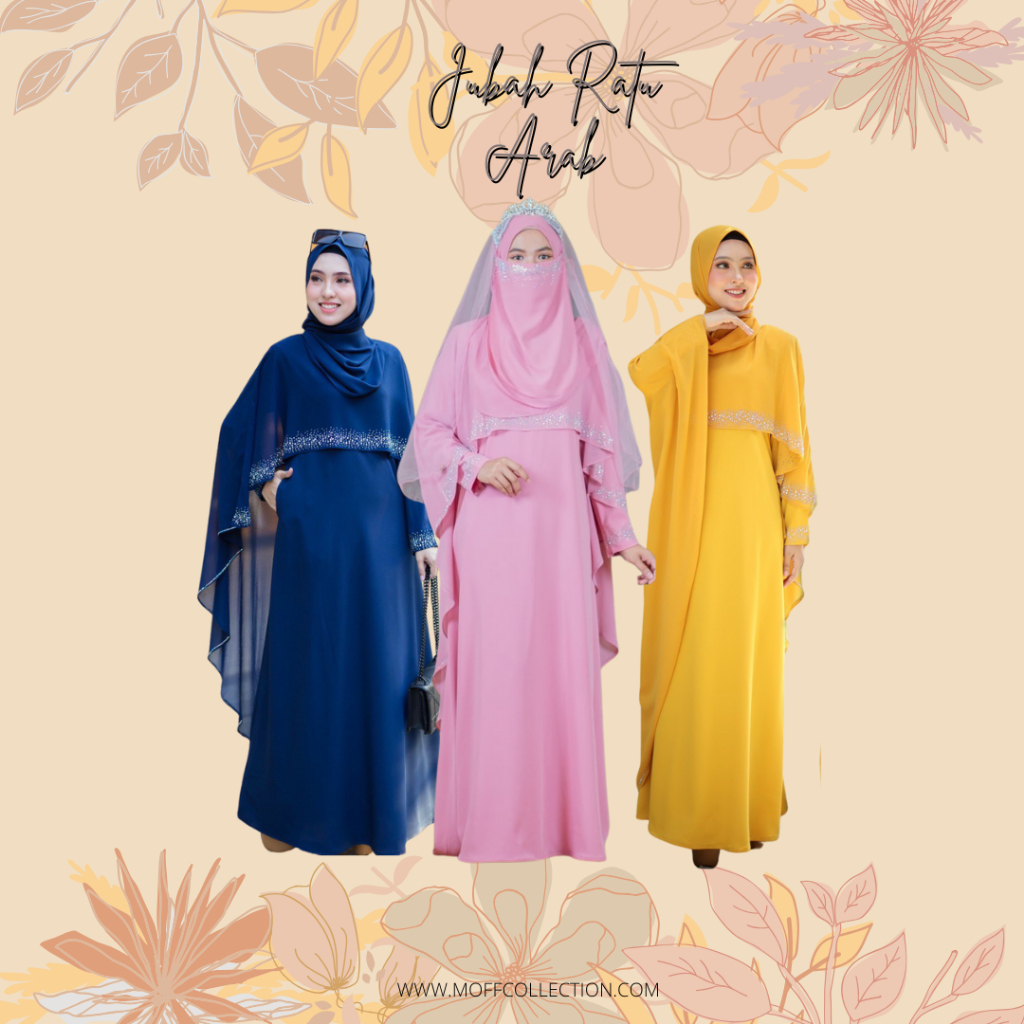 BAJU JUBAH RATU ARAB - BAJU DRESS - | JUBAH PINK - NAVY BLUE - MUSTARD