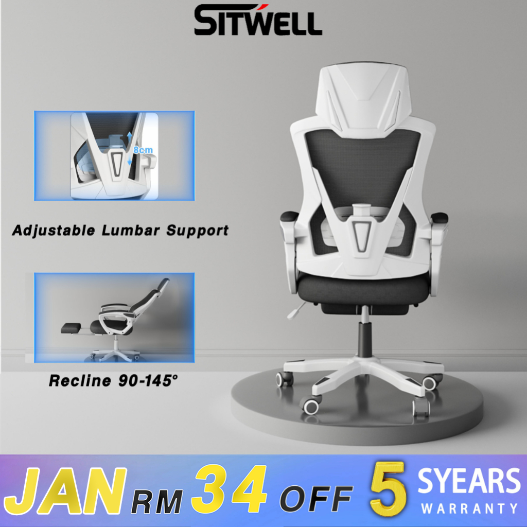 【Brand Warranty】SitWell Strom02 Office Chair Ergonomic Gaming Chair kerusi pejabat Kursi Gaming Boss chair - 3 Years