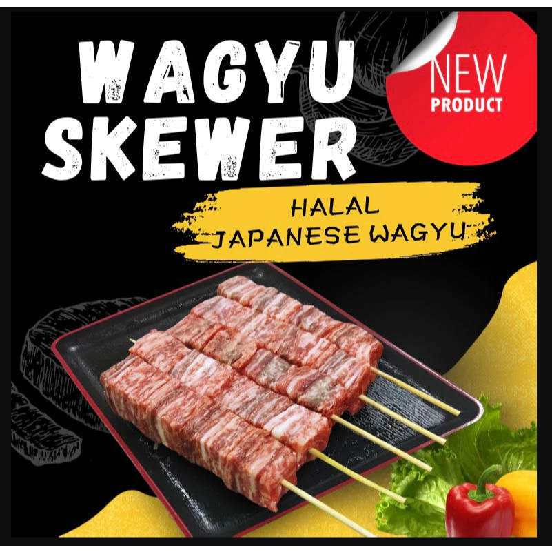 [DELIVERY 1 SEMENANJUNG] JAPAN’S HALAL A5 WAGYU BEEF SKEWER 5 STICK 240G-250G