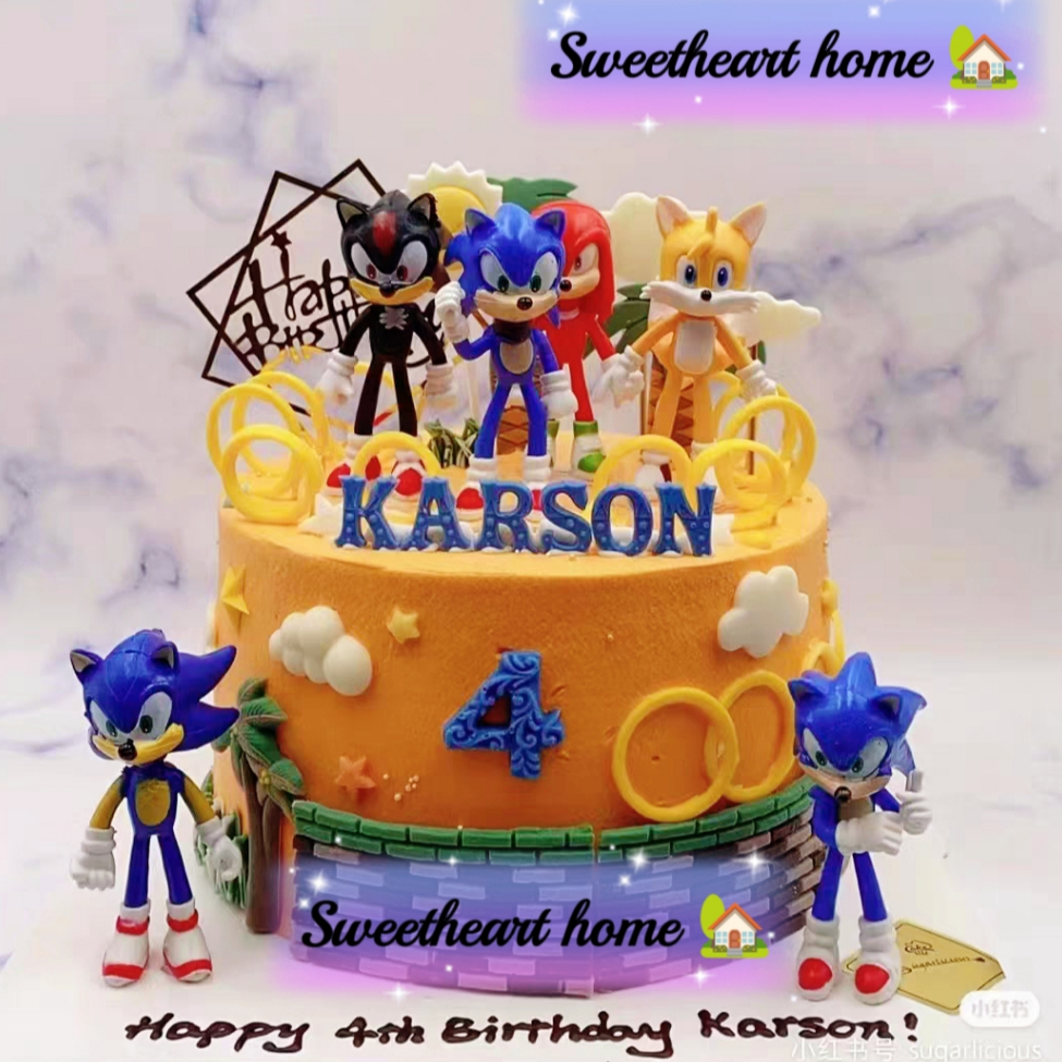 Ready stock -Super Sonic Cartoon Classic Sonic Knuckles Sonic Tails PVC Figure Toy Cake Topper Decor