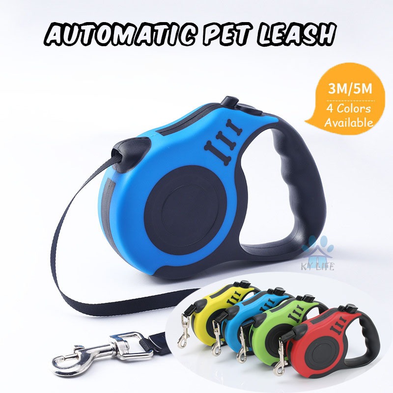 Pet Cat Dog Automatic Retractable Leash Harness Strip Lead Traction Rope 3M & 5M Length