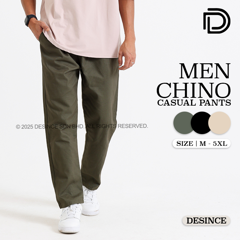 ?? DESINCE Men Chino Smart Casual Relaxed Pant Straight Tapered Trouser Long Pant Seluar Panjang Lelaki Slack MP 068