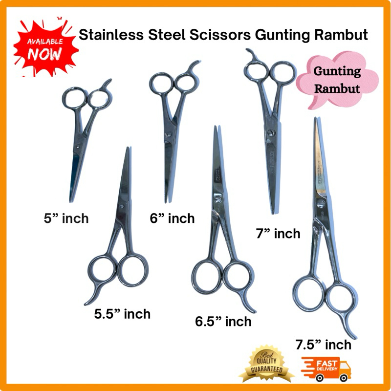 Stainless Steel Cut Hair Scissors Gunting Rambut