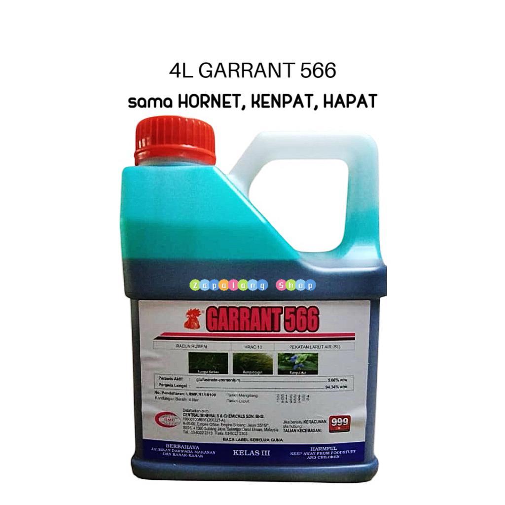 4L Pengganti Kopi O GARRANT 566 ( sama HORNET, KENPAT, HAPAT ) / Glufosinate ammonium 5.66 % / Racun rumpai cepat mati