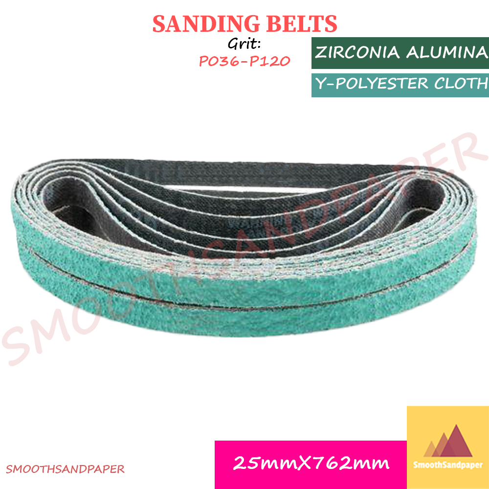 25X762mm Y-Cloth Sanding Belts / Zirconia Alumina [4pcs] 金属不锈钢抛光打磨 硬布锆刚玉水磨砂带 【4条装】