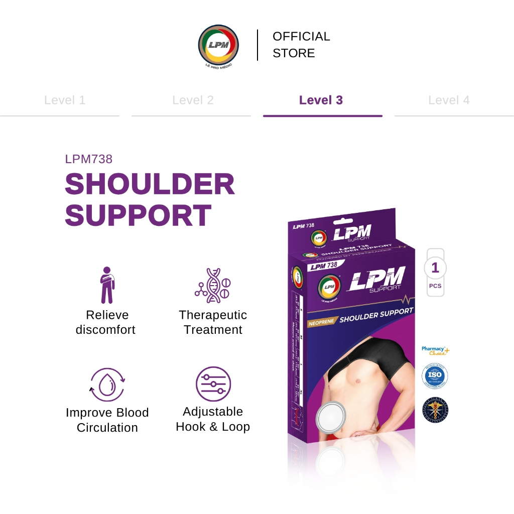 LPM Shoulder Support 738 Adjustable Shoulder Guard Thick Neoprene with Velcro Interchangeable Use