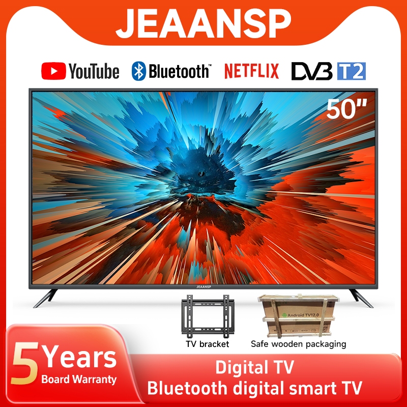 JEAANSP LED TV 50 Inch Smart TV 43 55 inch Bluetooth Android14.0 Google TV Netflix YouTube MYTV DVB-T2 Google Play
