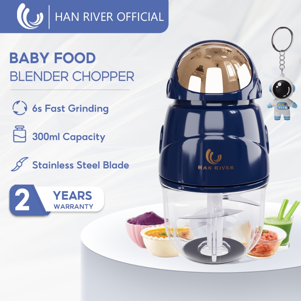 HAN RIVER Mini Blender Baby Food Grinder Processor One-button Start Stir Food Quickly Chopper 300ML