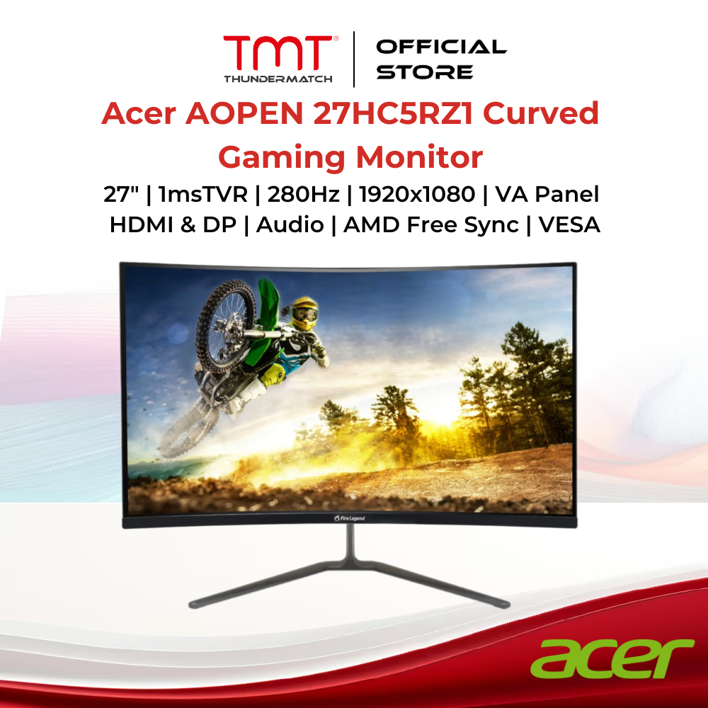 Acer AOPEN 27HC5RZ1 27" Curved Gaming Monitor | 1msTVR | 280Hz | 1920x1080 |  VA Panel  | HDMI & DP 