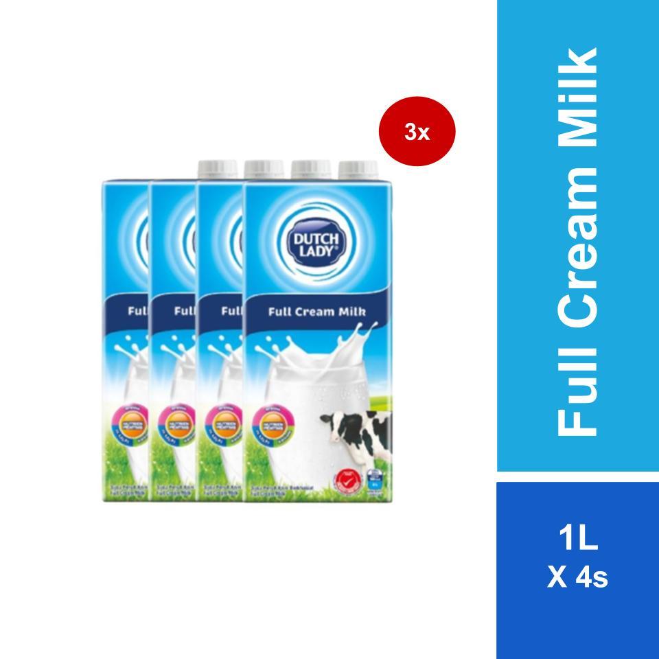 [Carton of 3] [Exp 26 Jul 2026 &/ Later] Dutch Lady UHT Milk Full Cream 1L x 4