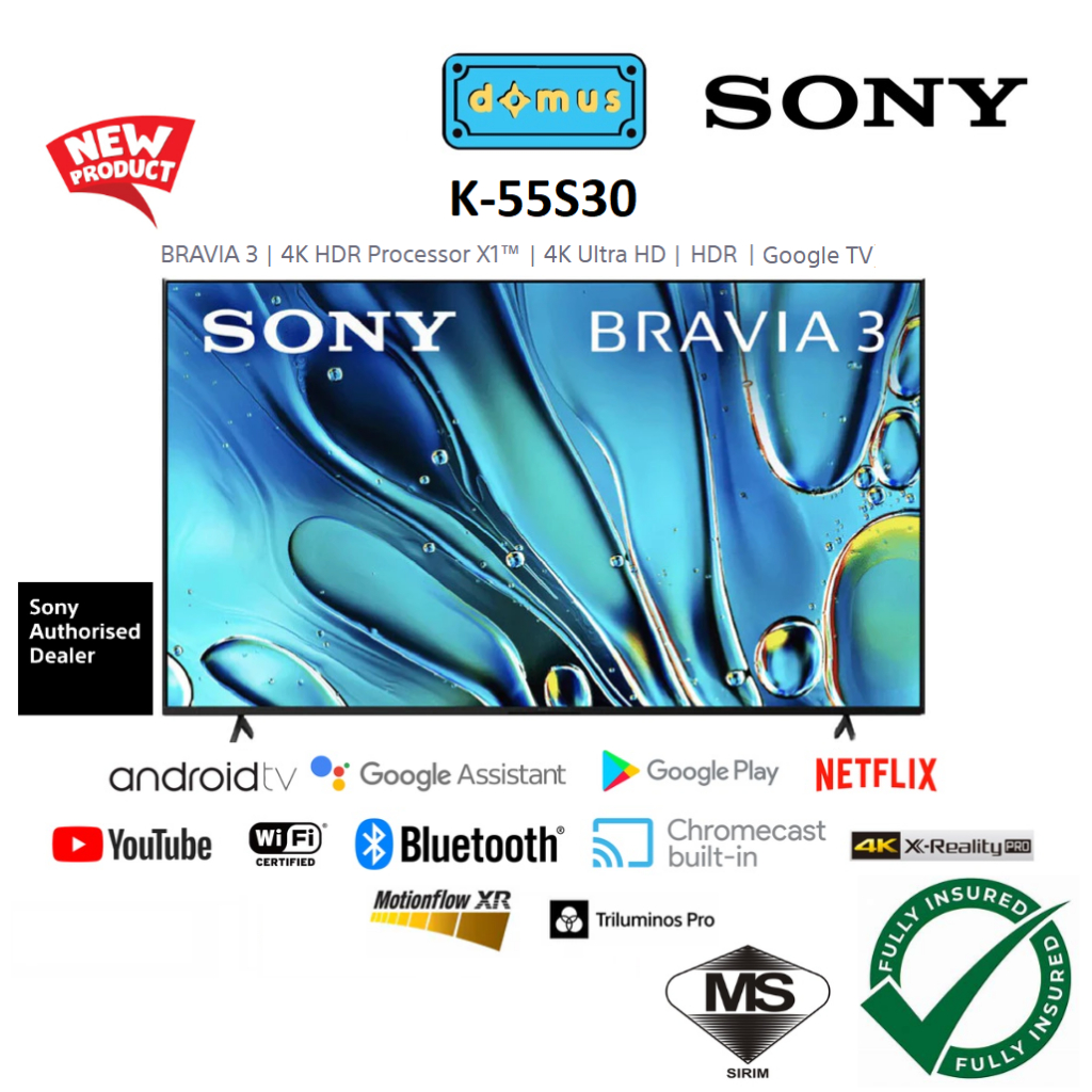 Sony Bravia 3 55 Inch Google TV 4K HDR Processor X1™ Triluminos Pro™ 55" Smart TV K-55S30
