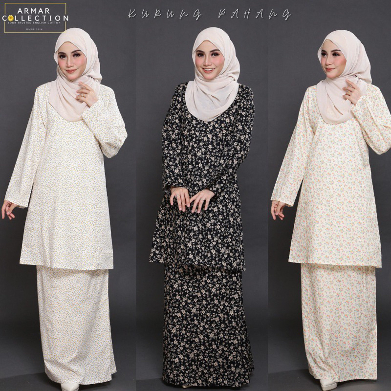 GDTIMA Women's Baju Kurung Sets (Slim Fit ) Baju Kurung Bunga Pahang Clothing Lengan Panjang