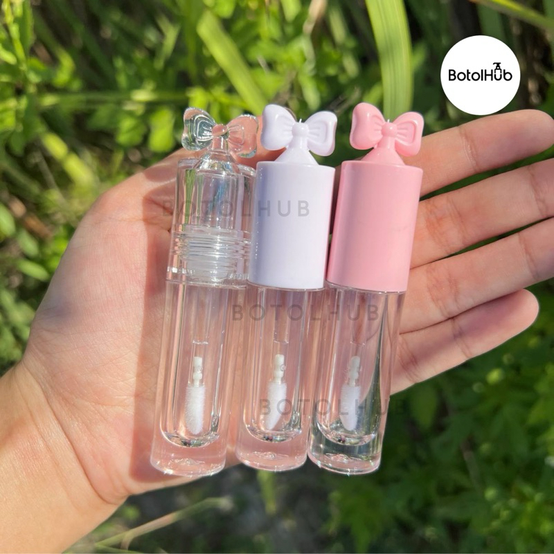 2.5ml Ribbon Lipgloss Casing - White / Pink / Transparent Cap LP88-2.5 Botolhub
