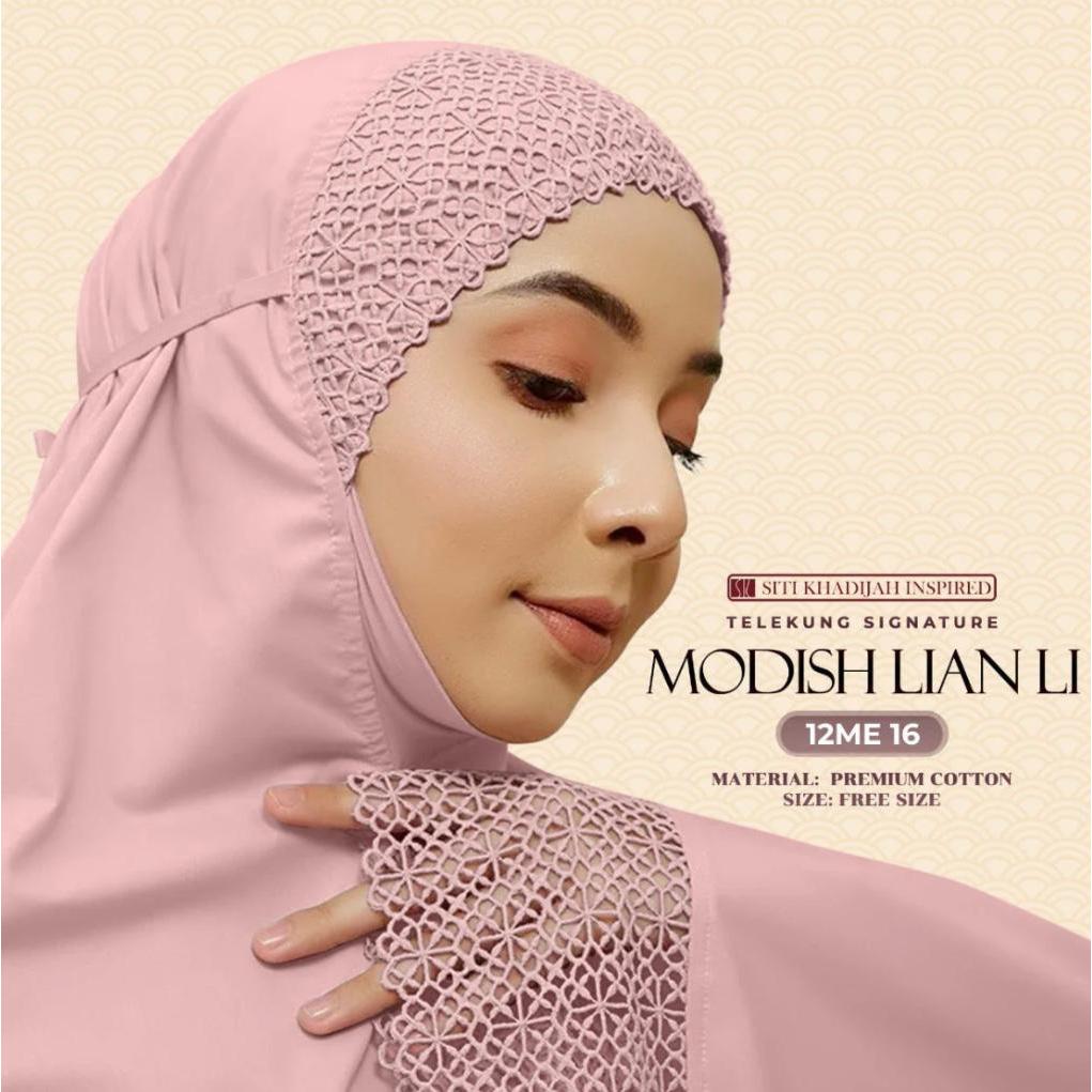 PREMIUM TELEKUNG SITI KHADIJAH KAIN COTTON WITH MODISH LACE AND FREE BLUE BAG