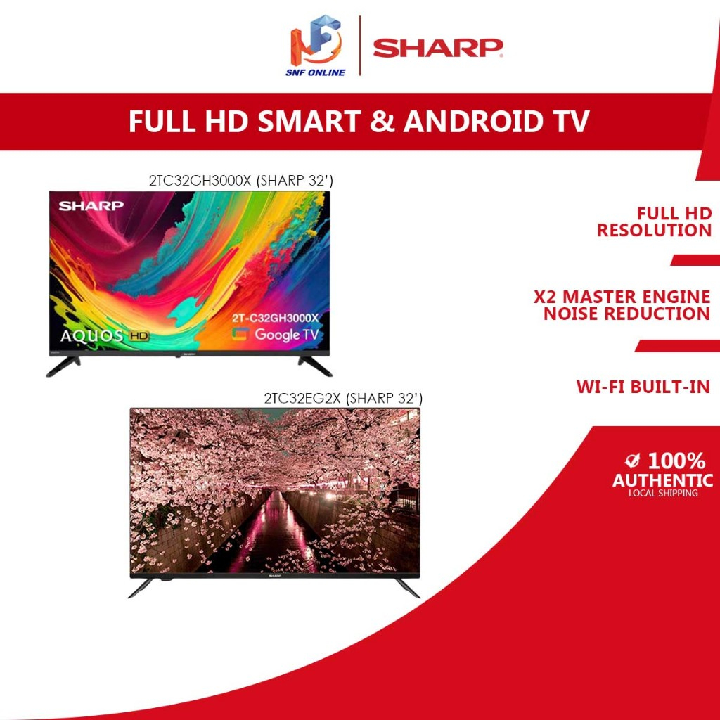 Sharp Televisyen - Full HD Android TV (32”) 2TC32BG1X 2TC32EG2X / 2T-C32GH3000X (GOOGLE TV)