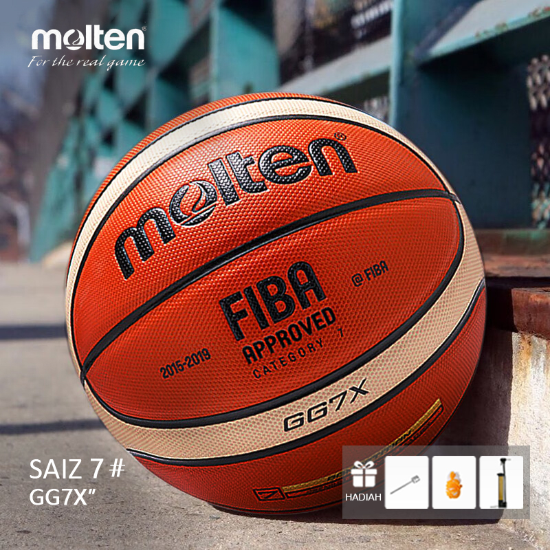 Basketball Bola keranjang Molten GG7X Original PU Saiz 7 Outdoor / Luar [Bola+Pump, Net And Needle]