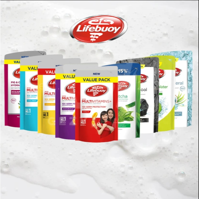 LIFEBUOY Body Shower Gel Refill Lifebouy Lemon Cool Charcoal Total 10 Mild Care Vita Protect Moisture Plus Shiso 800ml