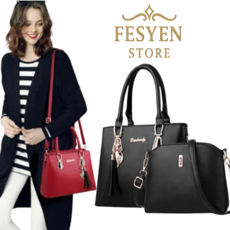 FESYEN STORE 2 In 1 Women Sling Neg Bags luxury Set Handbags Tangan Shoulder Bag