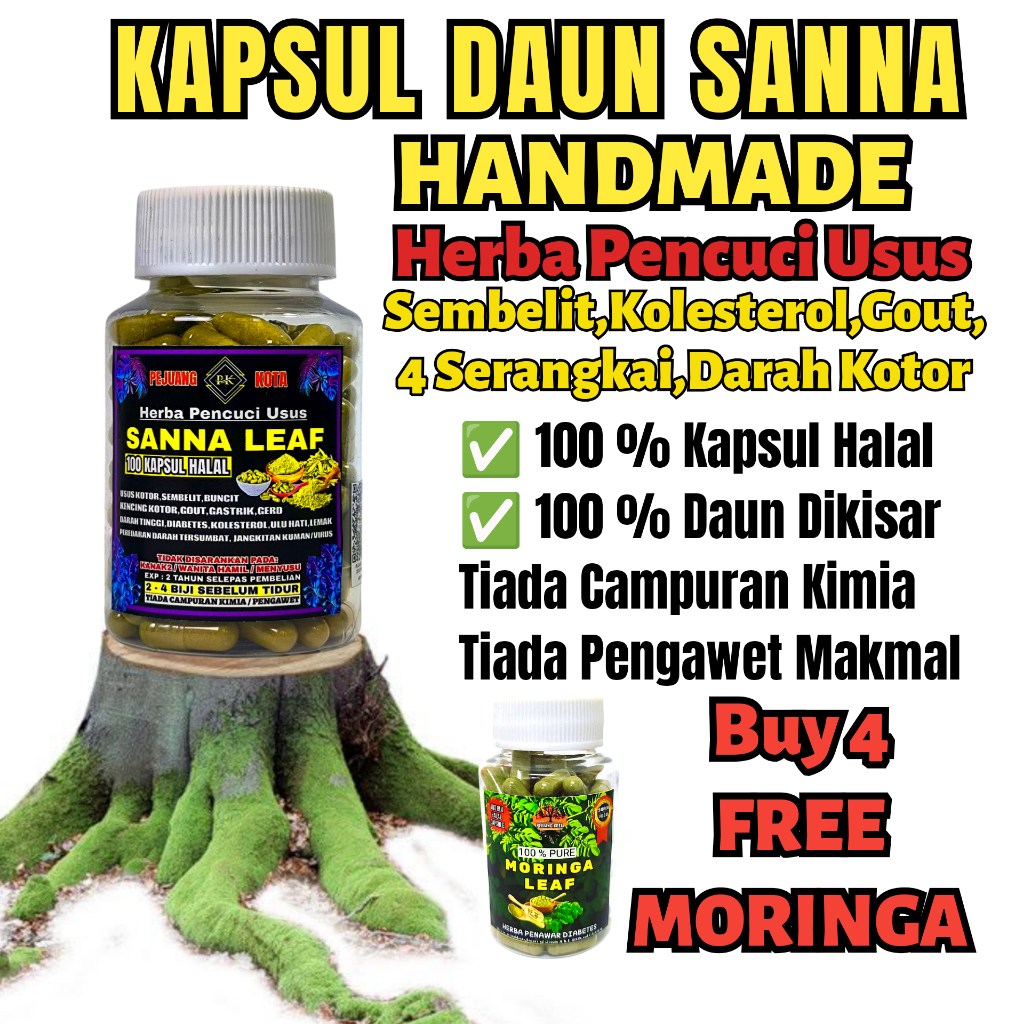 Kapsul daun sanna/senna/cina maki/jati cina 100 % original handmade 100 biji by Pejuang kota