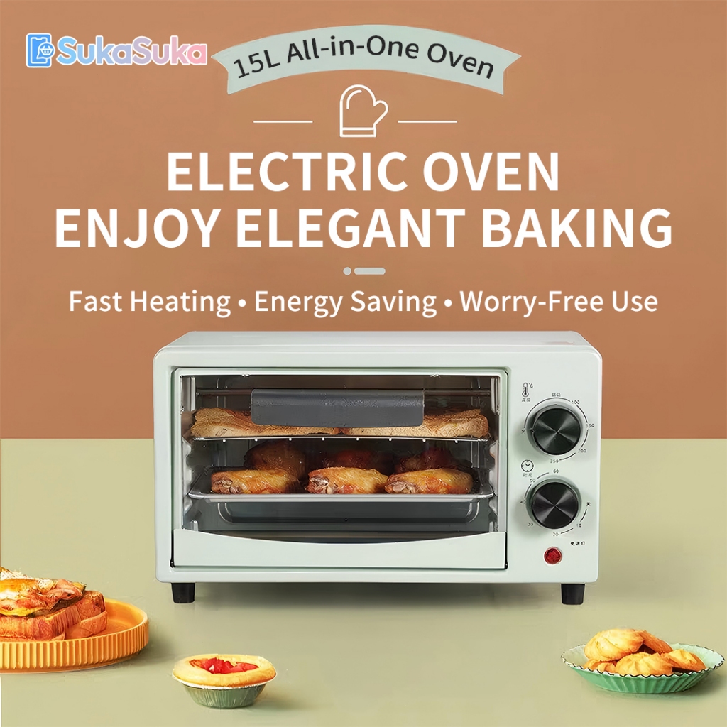 Electric Oven 15L–48L | Convection Toaster, Air Fryer, Timer | Multi-Baking Machine
