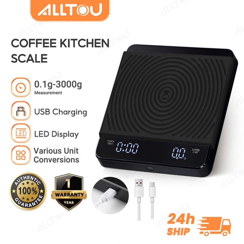 ALLTOU Coffee Scale Digital Kitchen Scale 0.1g~3000g Penimbang Makanan Kitchen Penimbang Berat Scale Timbang 电子秤