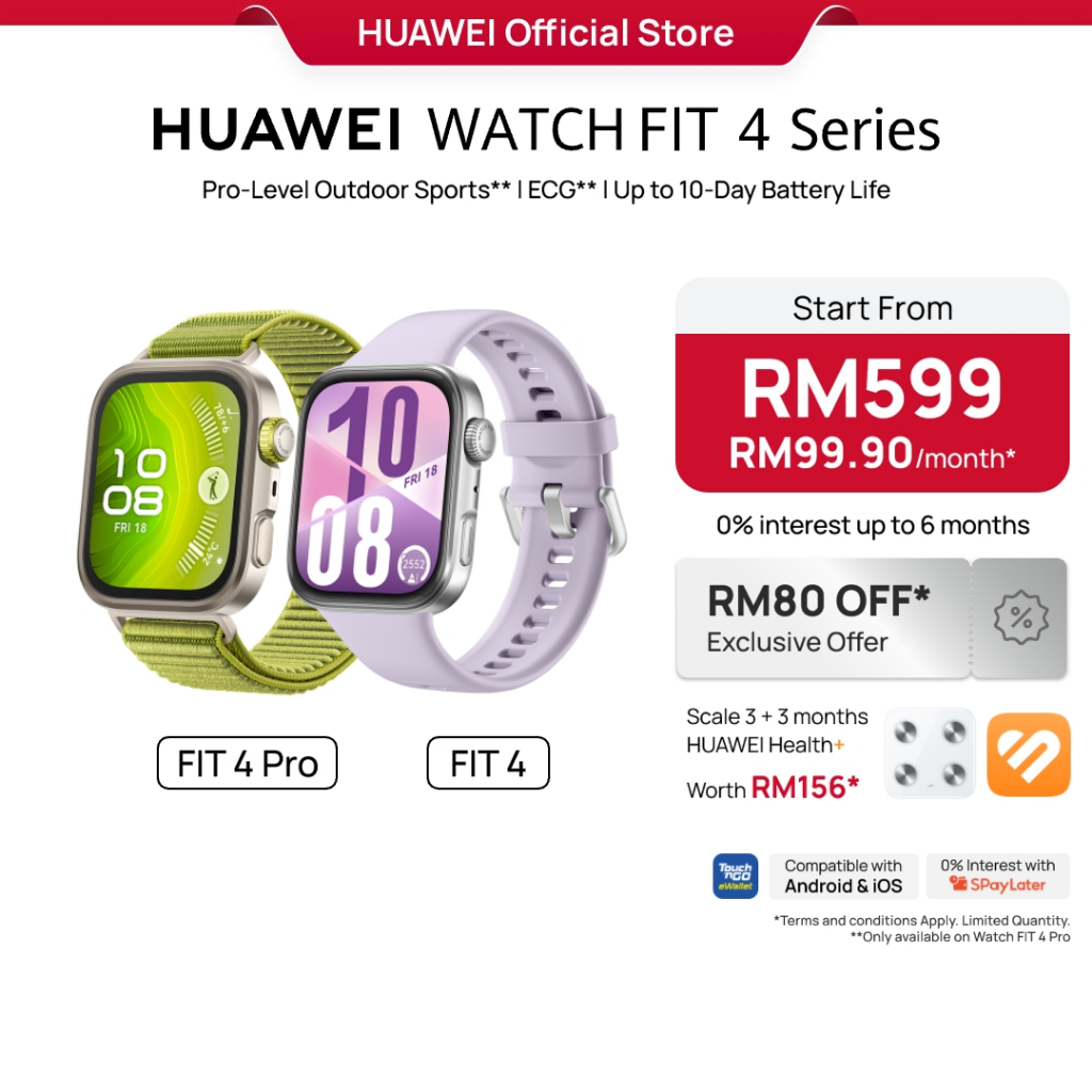 HUAWEI WATCH FIT 4 Series Smartwatch | Pro-Level Outdoor Sports** | ECG**| Up to 10-day Battery Life