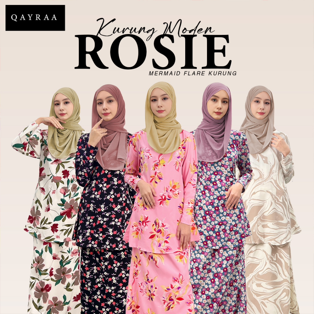 [NEW] QAYRAA ROSIE BAJU KURUNG with Zip/Kurung Moden Slim/Kurung FLORAL Ironless Baju Kurung Raya 2025/Kurung Kedah