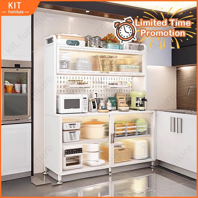 🚚Free Shipping🚚 80CM/100CM Cabinet Kitchen Storage Rack with Wheels Multi-layer Microwave Oven Shelf Cabinet Dapur Murah