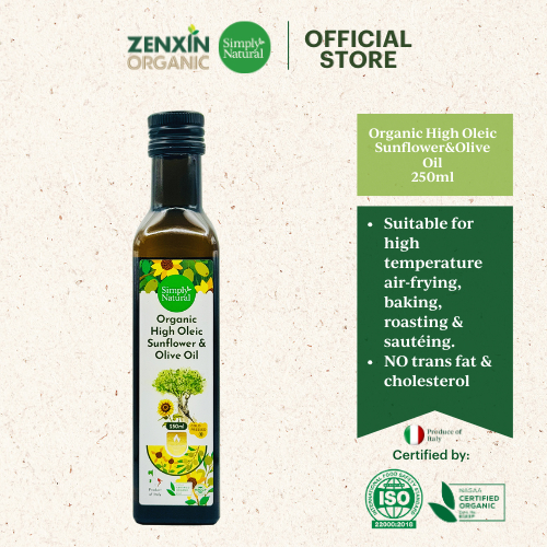 Simply Natural Cold Press Organic High Oleic Sunflower&Olive Oil 250ml | Frying Cooking…
