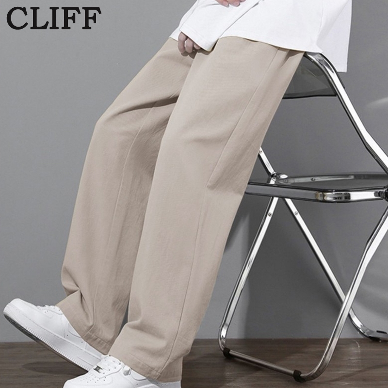 CLIFF Men's Simple Casual Versatile Elastic Waist Trousers Street Pants For Students Seluar sederhana lelaki