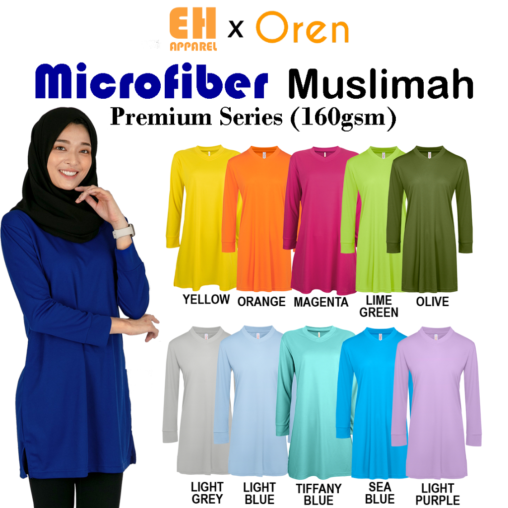 Microfiber Muslimah A SHAPE WITH V-NECK YELLOW/RED/DARK PURPLE/ROYAL/MAGENTA/TIFFANY BLUE SK05 Oren SPORT