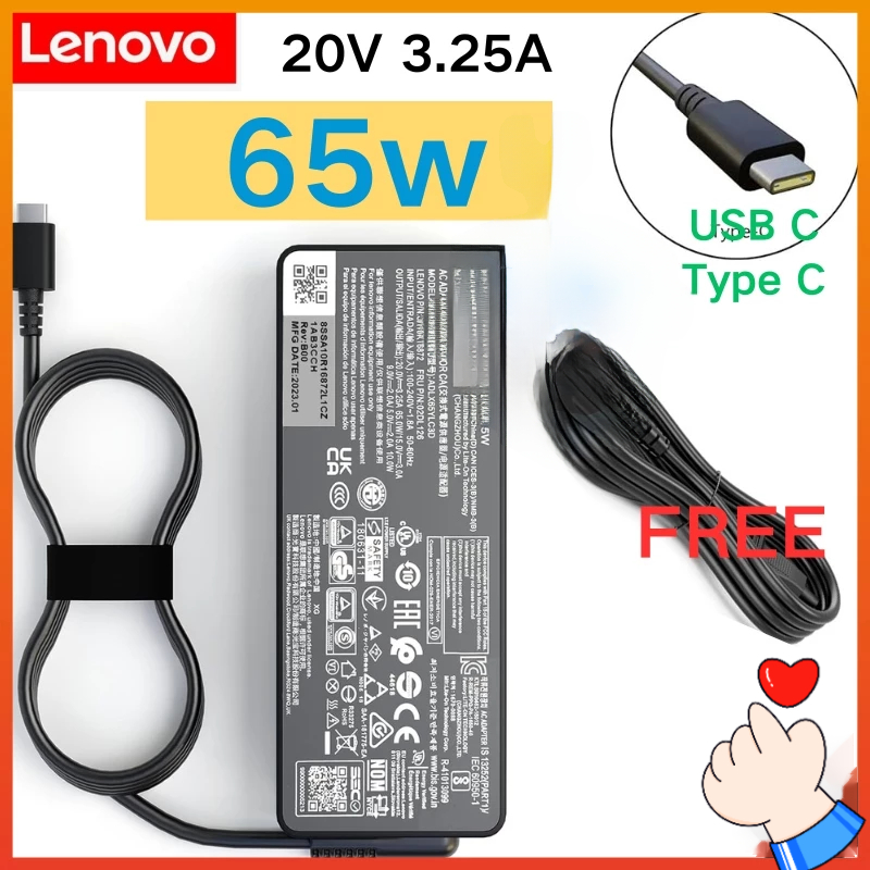 65W USB C laptop charger replacement for Lenovo ThinkPad/Yoga/Chromebook, ADLX65YDC2A Lenovo laptop charger