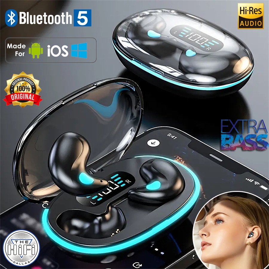 X55 Wireless Sleeping Earbuds Bluetooth 5.3 TWS Sleep Earbuds Mini Black Noise Reduction Long Battery Life Waterproof