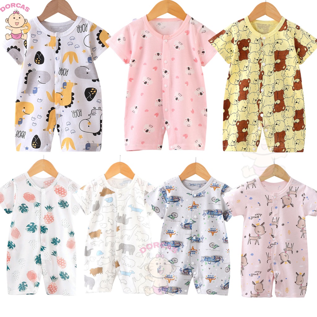 [M'sia Stock]?0-18mths? Romper with Mid Button Newborn Jumpsuits One Piece Infant Boy Girl baju baby tengah butang