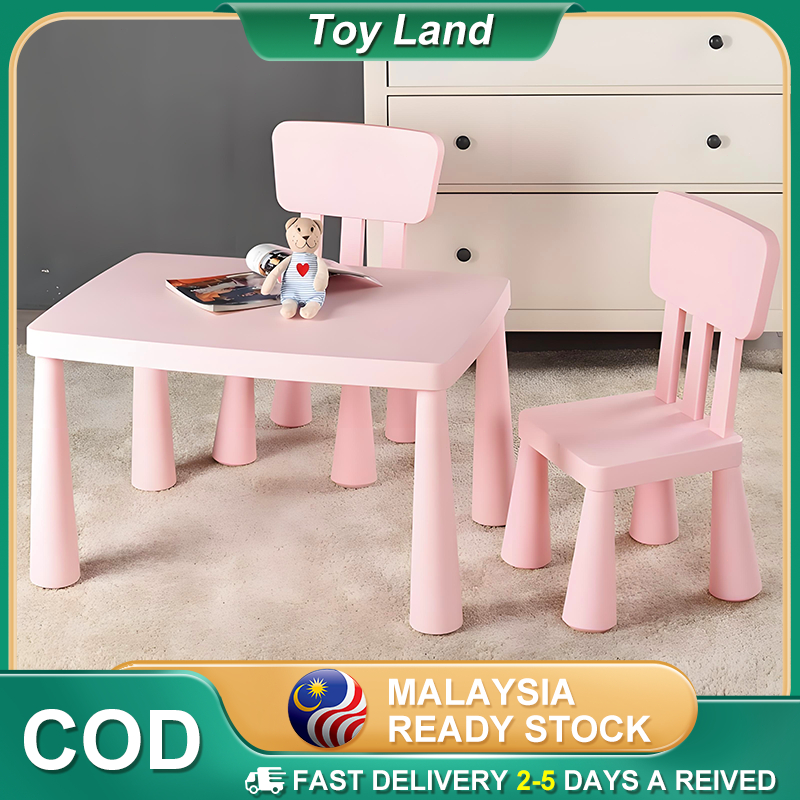 Kids Drawing Study Table Set Education Baby Learn Desk Meja Belajar Budak Kerusi Kanak 儿童学习桌