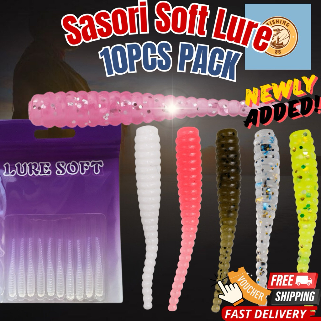 【10PCS PACK】3.5cm 0.3g SASORI Umpan Geli-Geli Micro soft plastic Lure bait soft worm umpan casting