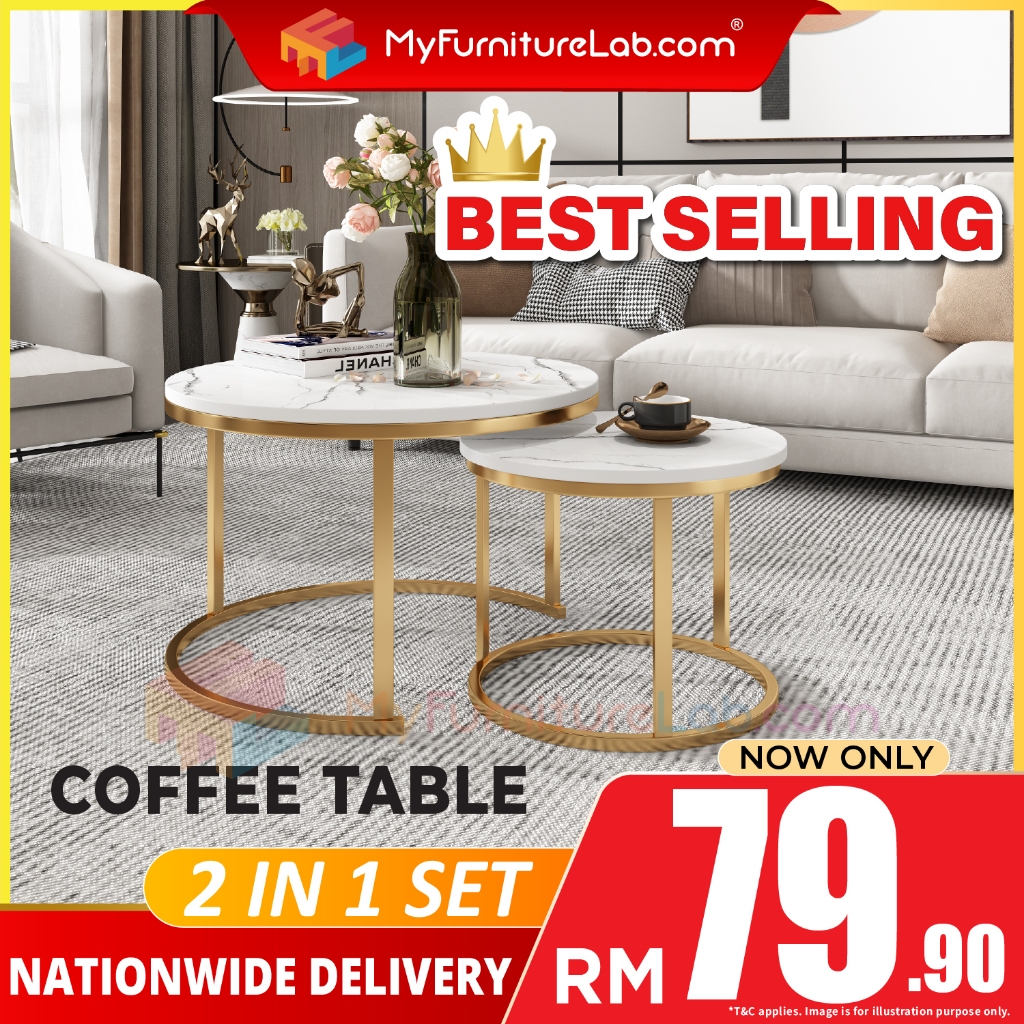 【READY STOCK】®: ITALY Meja Kopi Meja Kopi Ruang Tamu Mjeja Bulat Coffee Table Side Table Ro
