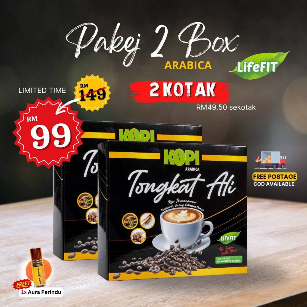 Kopi Arabica Tongkat Ali + Ubi Jaga + Ginseng - 2 Kotak