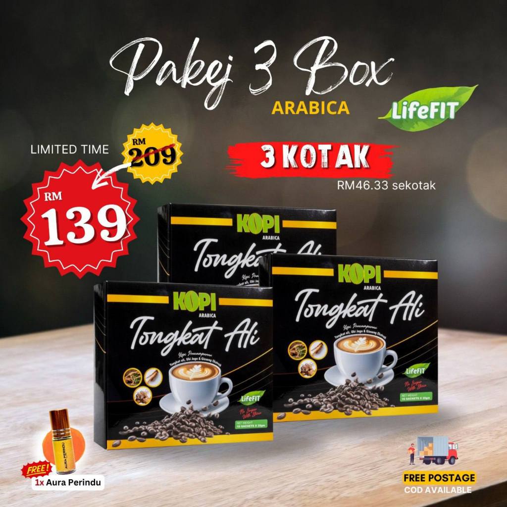 Kopi Arabica Tongkat Ali + Ubi Jaga + Ginseng - 3 Kotak
