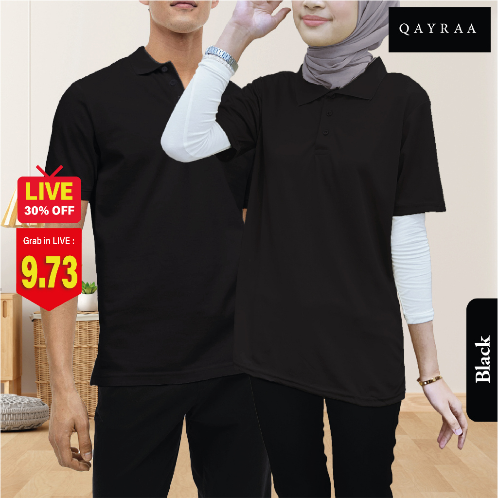 QAYRAA P1 Polo Unisex Plain Microfiber Jersey Collar - Size S-5XL/Red/Black/Maroon/Grey/Navy Blue/Green/Purple/Khaki