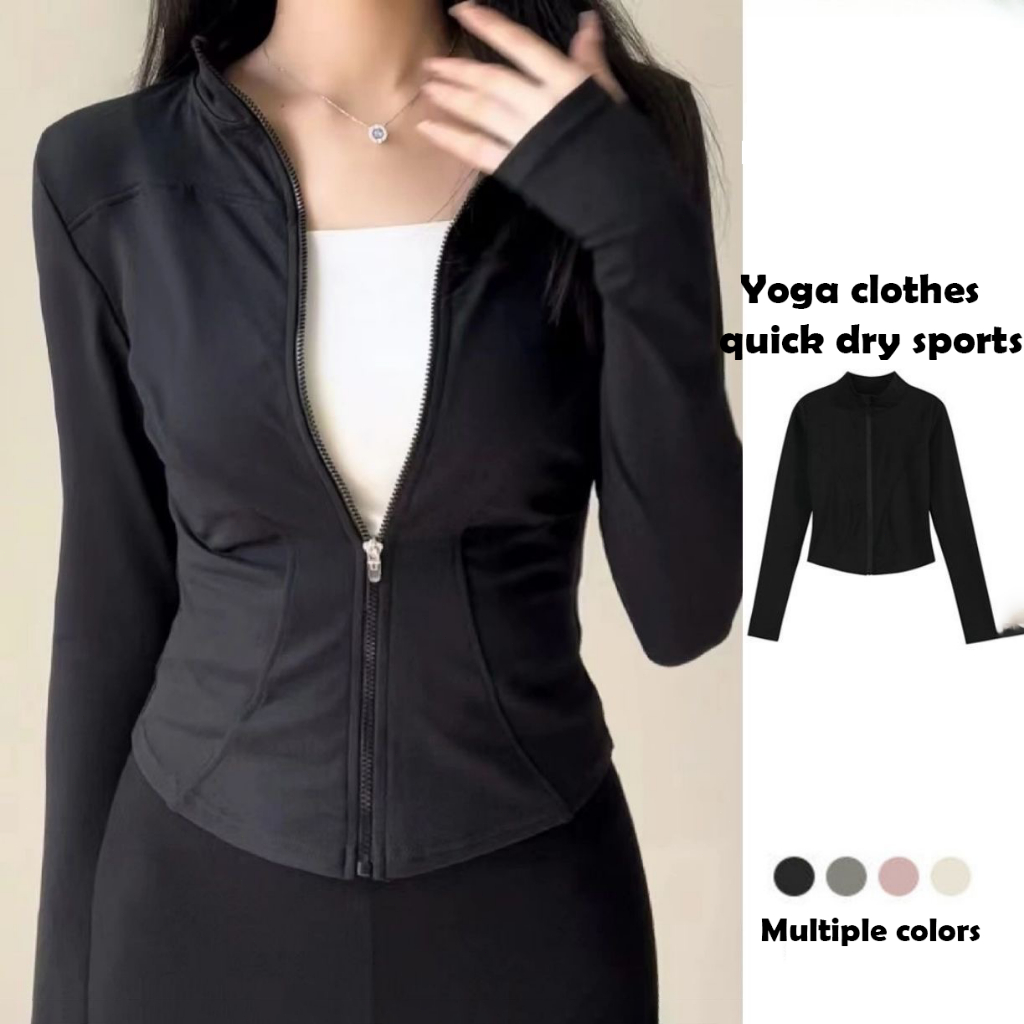 USASH Yoga TOP Yoga Jacket Sports Jacket for Women Gym Workout Clothes Zipper Long Sleeve UV Protection