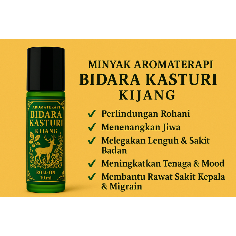 Aromaterapi BIDARA KASTURI KIJANG Roll On | Hilang Stress, Tidur Lena, Lega Sakit Kepala, gangguan