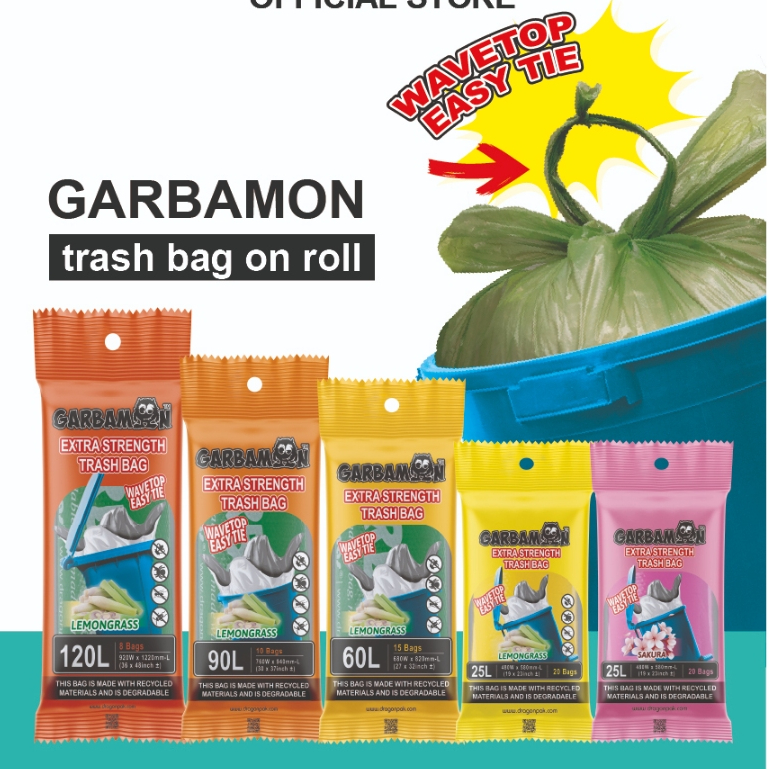 GARBAMON - Beg Sampah Kuat, Terurai & Beraroma / Extra Strength Scented Degradable Trash Bag