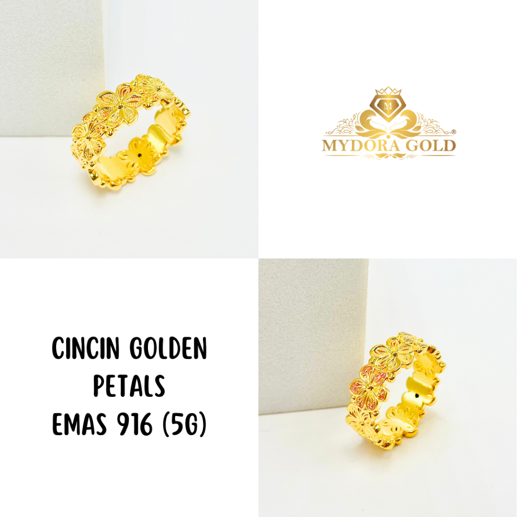 MYDORA Cincin Golden Petals (5G) l EMAS 916/22K