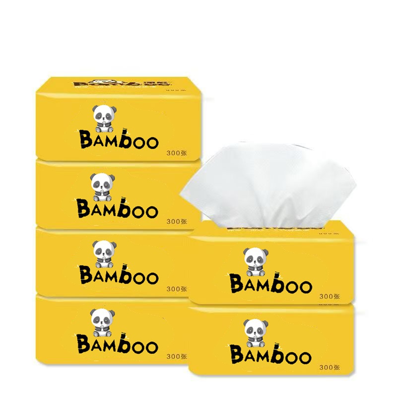 (Ready Stock))MS Bamboo Facial Tissue 300pcs 4layers non-fluorescent tissue paper