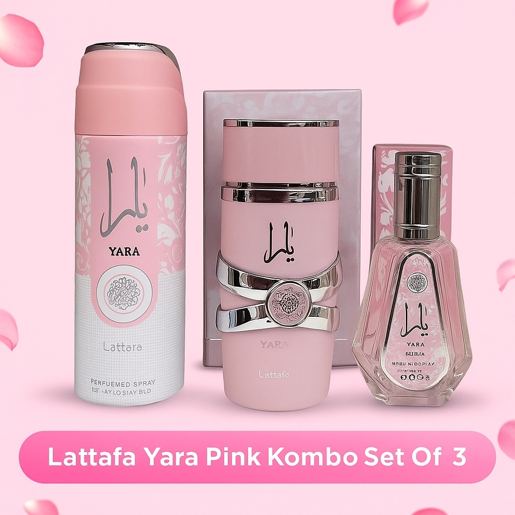 Lattafa Yara Pink Combo Set Of 3Pcs For Ladies Vanilla, Musk and Sandalwood Fragrance Perfume EDP For Women