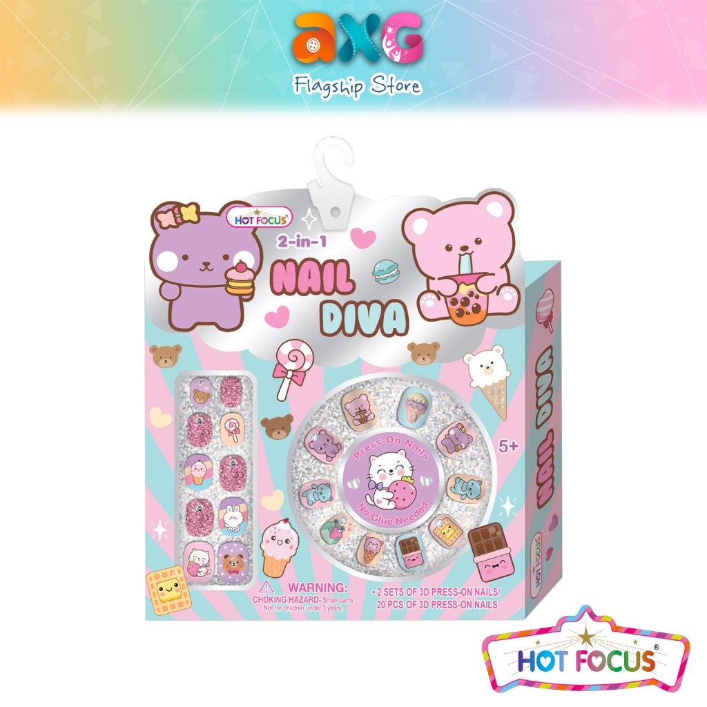 Hot Focus 2 in 1 Nail Diva Critters (012CR) Manicure Nail Art Sticker for Girls Fashion Party