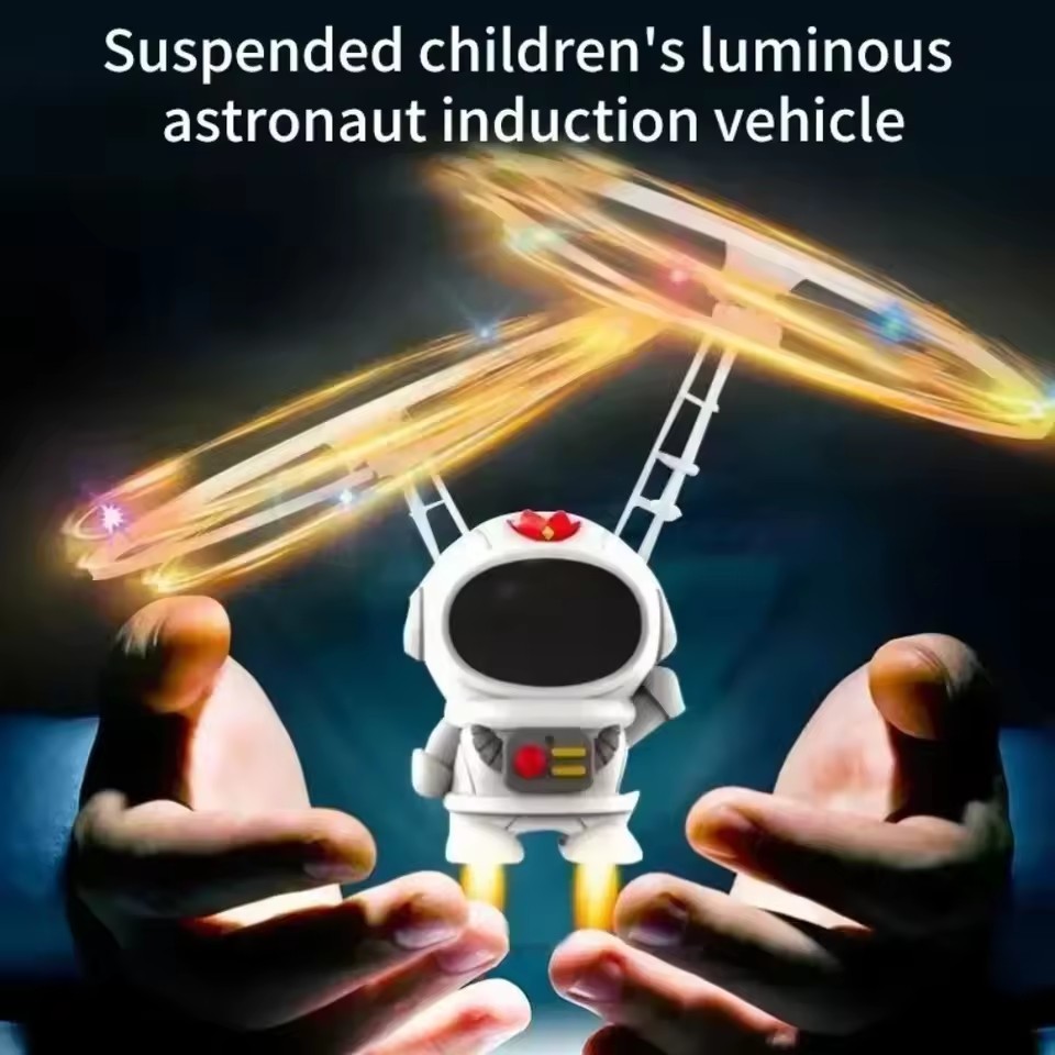 Levitating Luminous Flying Robot Astronaut Toy Aircraft Hand-Controlled Drone Interactive with Lights Outdoor Toys