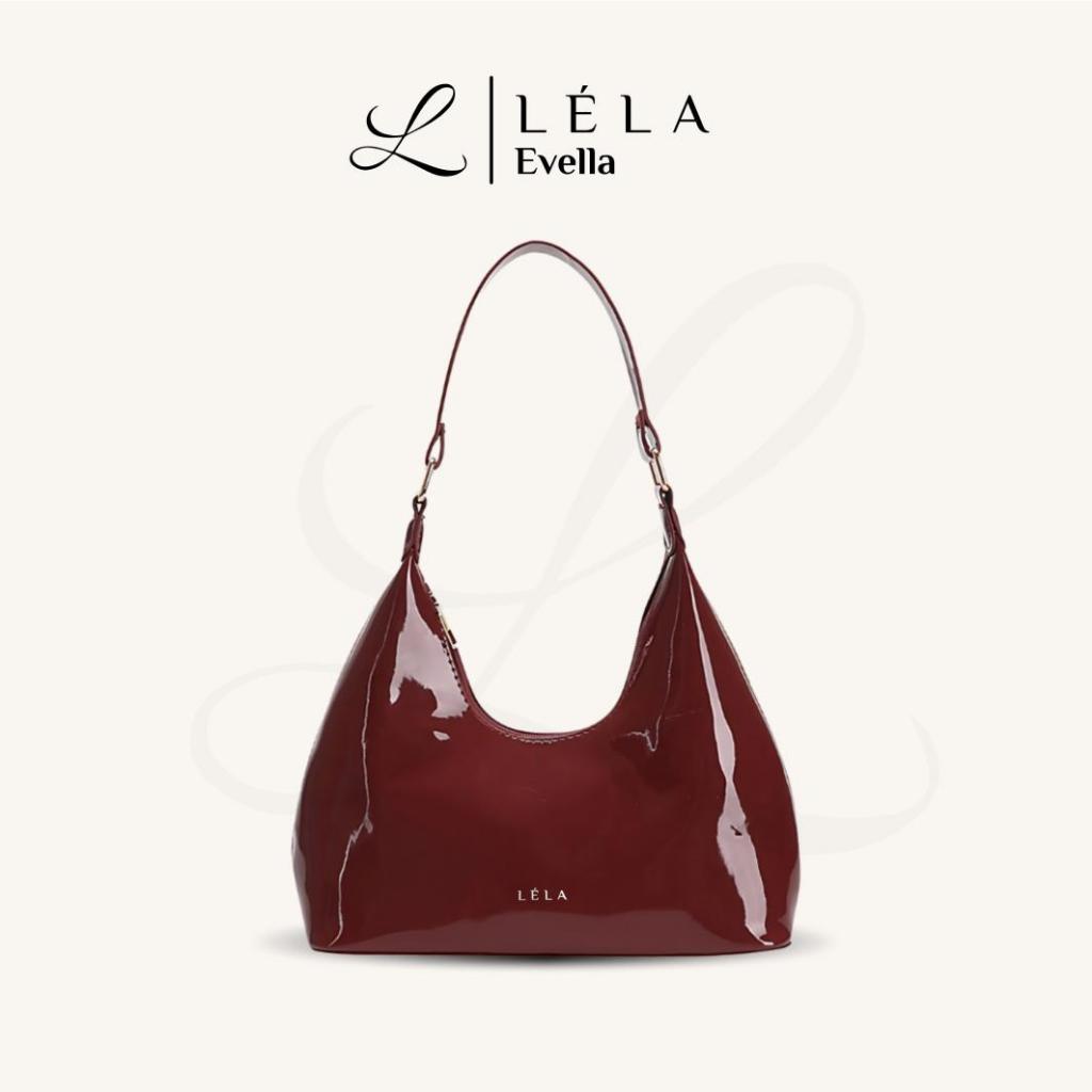 EVELLA Women Leather Tote Bag Retro Shoulder Bag Versatile Crescent Bag Large Capacity Hobo Bag Underarm Lady Handbag